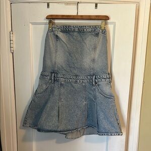 Zara Denim Flared Strapless Mini Dress